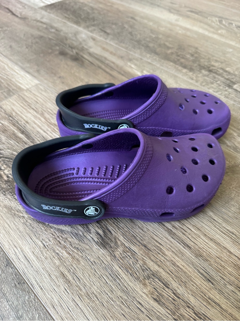 CROCS Colorado Rockies Purple Foam Clog Sandals with Black Strap